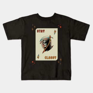 Stay Classy Grim Reaper Tattoo Design Kids T-Shirt